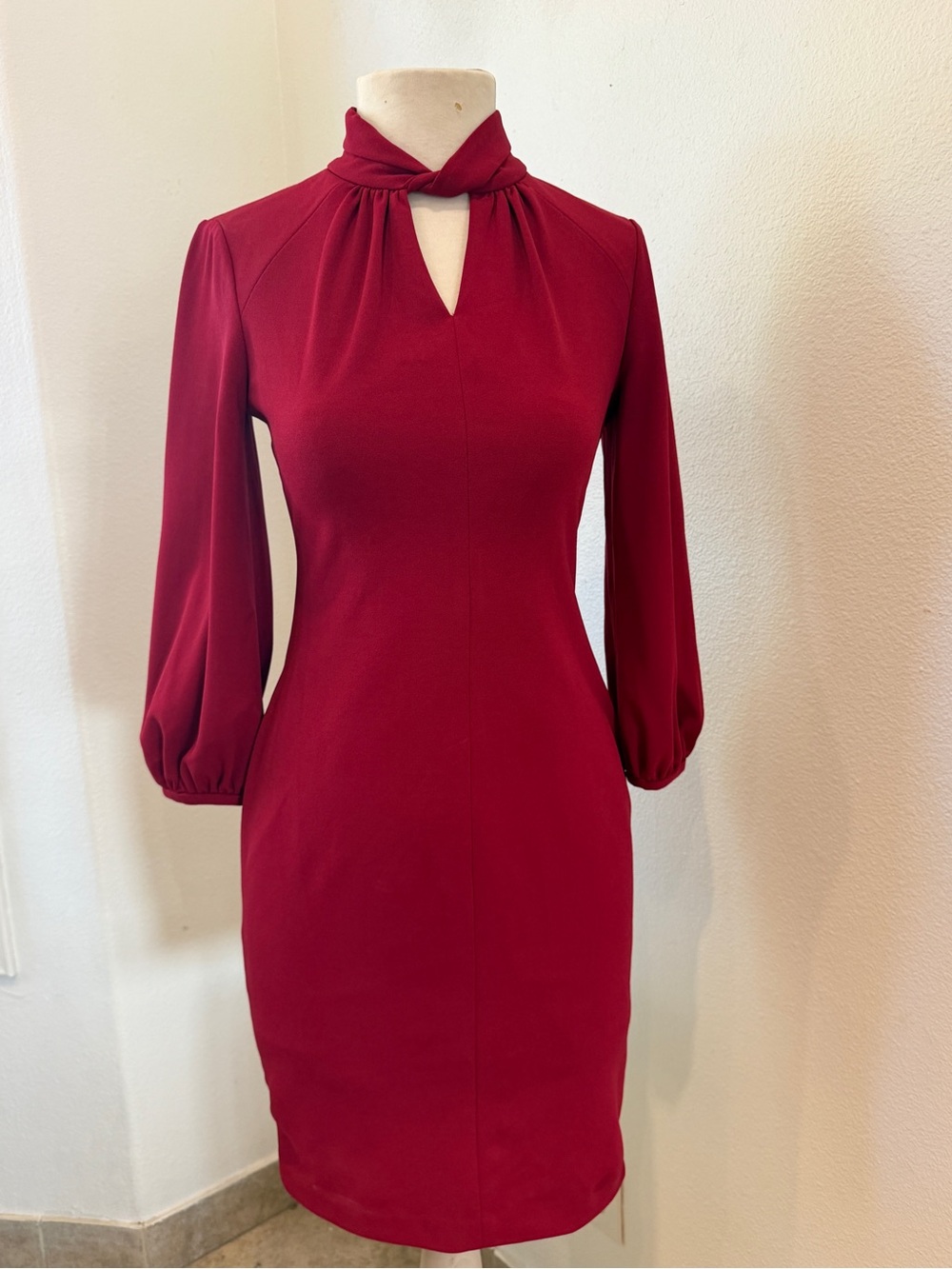 Calvin Klein Elegant Red Keyhole Sheath Dress